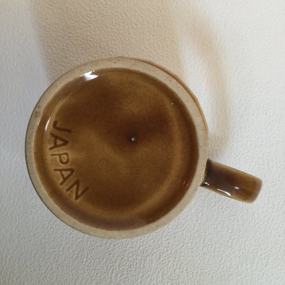 Vintage ceramic Mug marked Japan brown dripping glaze triangle - Picture 6 of 6